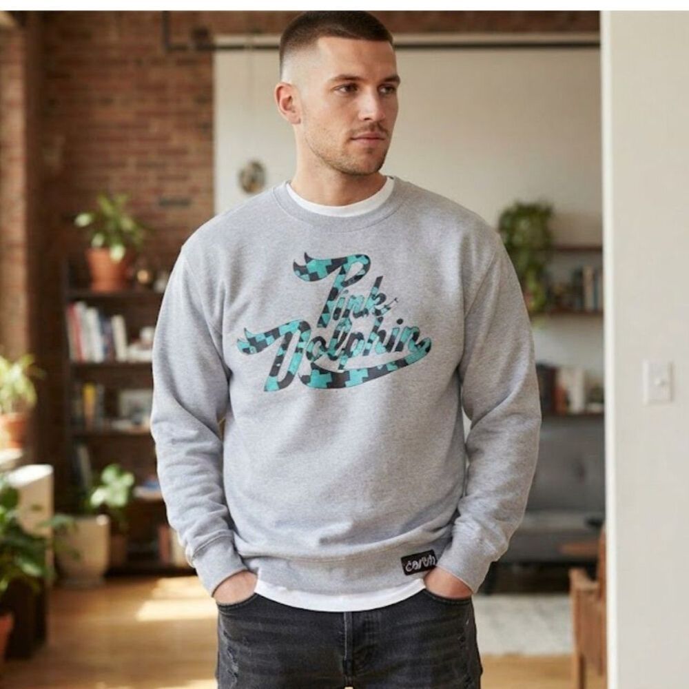 Pink Dolphin Men's Grey Sweatshirt